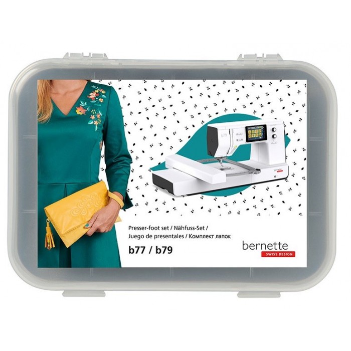 This set of bernette feet, model b77 and b79, contains 8 practical feet for stitches and special processing 5020209306