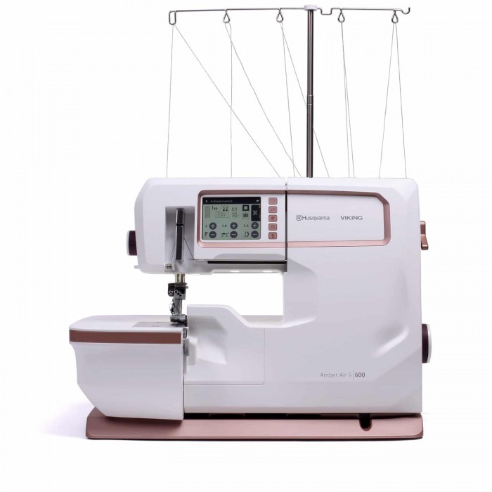 Husqvarna Viking Amber Air S600 Overlock with Cover & Cover...