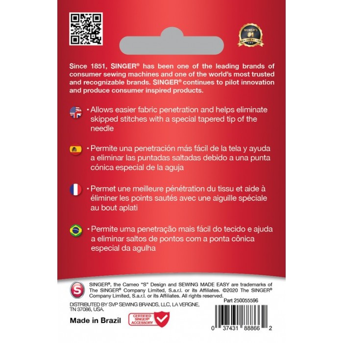 Aghi per Quilting Singer - Blister da 5 pz misti 3 pz 80 2 pz 90 - 250055502