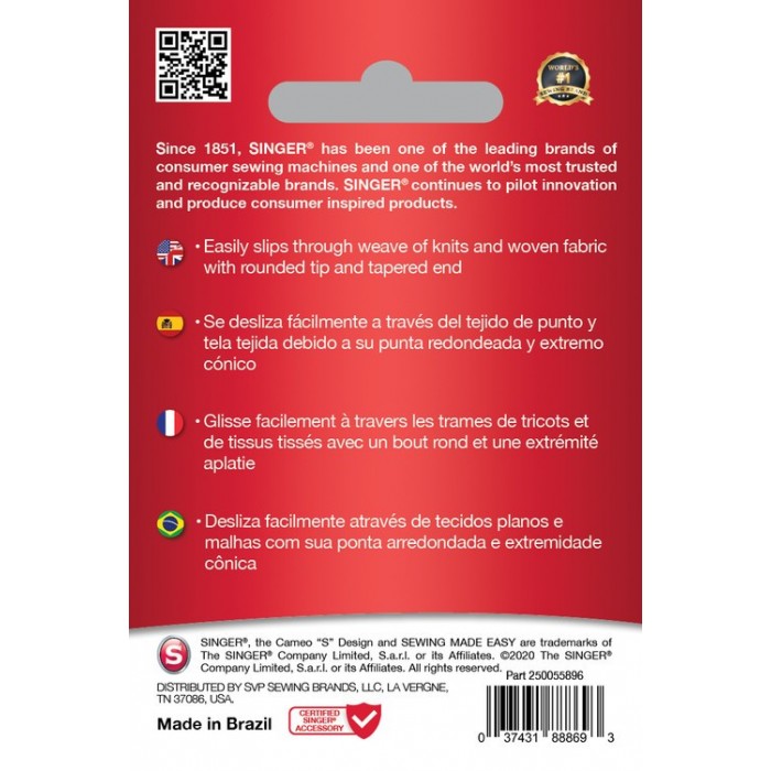 Singer 250055802 Blister Needles universali 5 pcs 100/16