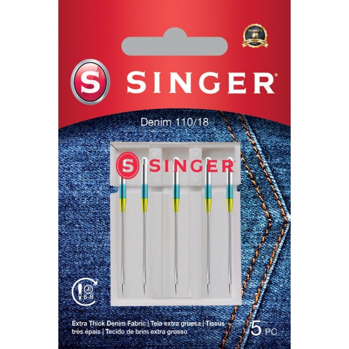 Singer 250054502 Aghi per jeans denim Blister da 5 pz 110/18