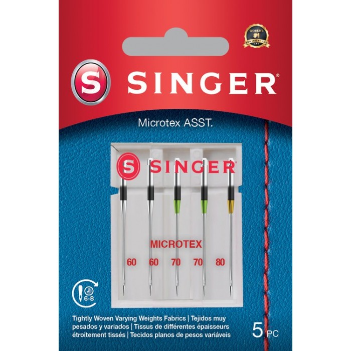 Singer 250056402 Aiguilles Microtex Blister de 5 pcs mélangé