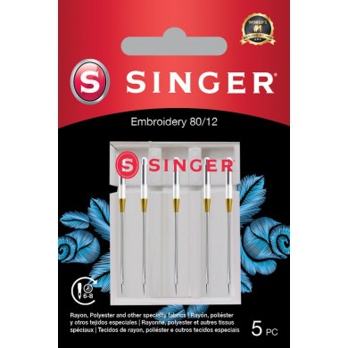 Singer 250053102 Aghi per ricamo Blister da 5 pz 80/12