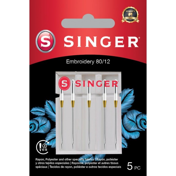 Singer 250053102 Aghi per ricamo Blister da 5 pz 80/12