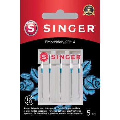 Singer 250052802 Aghi per ricamo Blister da 5 pz 90/14