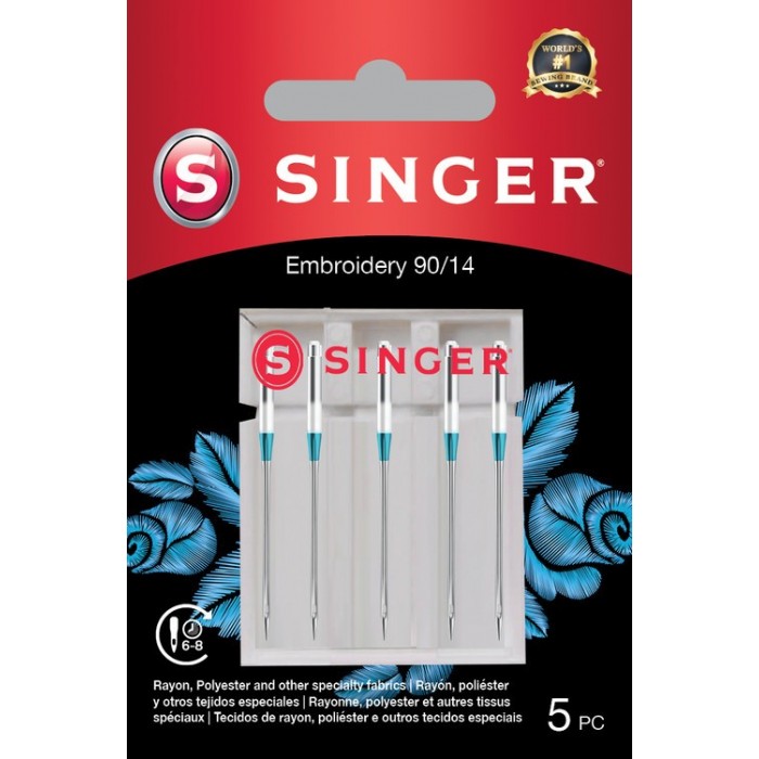 Singer 250052802 Aghi per ricamo Blister da 5 pz 90/14