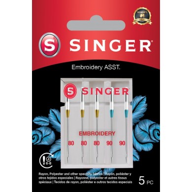Singer 250054102 Aghi per ricamo Blister da 5 pz misti