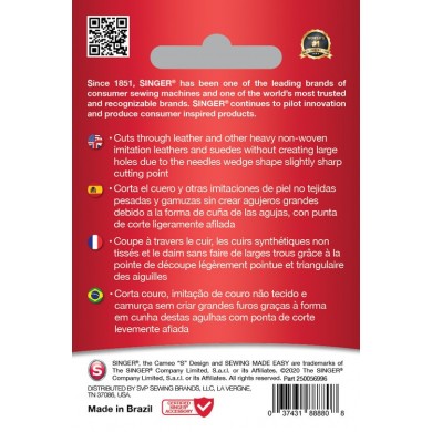 Singer 250056902 Aghi per pelle Blister da 5 pz 100/16