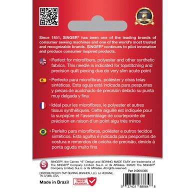 Singer 250055302 Microtex Needles Blister of 5 pcs 70/10