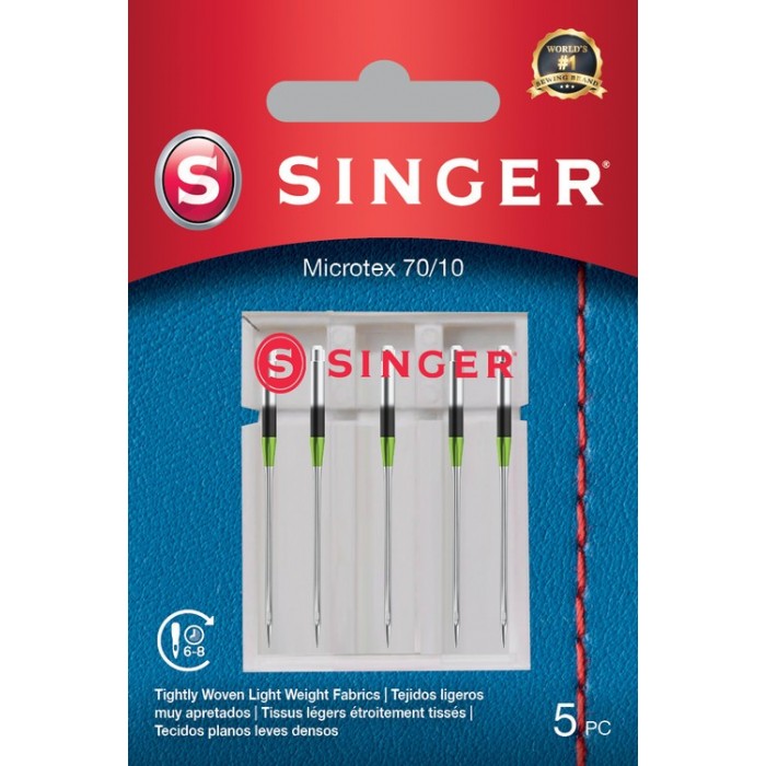 Singer 250055302 Microtex Needles Blister of 5 pcs 70/10
