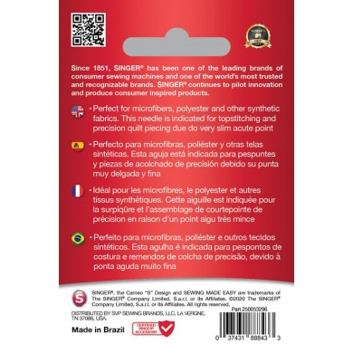 Singer 250053202 Microtex Blister Needles of 5 pcs 80/12