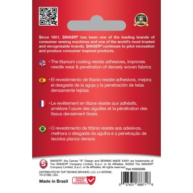 Singer 250056002 Aghi per Quilting qualità Titanium Blister da 5 pz...