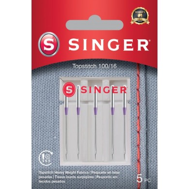 Singer 250055902 Topstitch needles for decorative stitching and topstitching with multiple threads Blister of 5 pcs 100/16