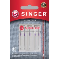Singer 250055902 Aiguilles à surpiqûres pour coutures décoratives et surpiqûres avec plusieurs fils Blister de 5 pièces 100/16