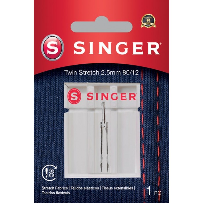 Singer 250057002 Aiguille double pour tissus extensibles Blister de 1 pc 2,5 mm 80/12