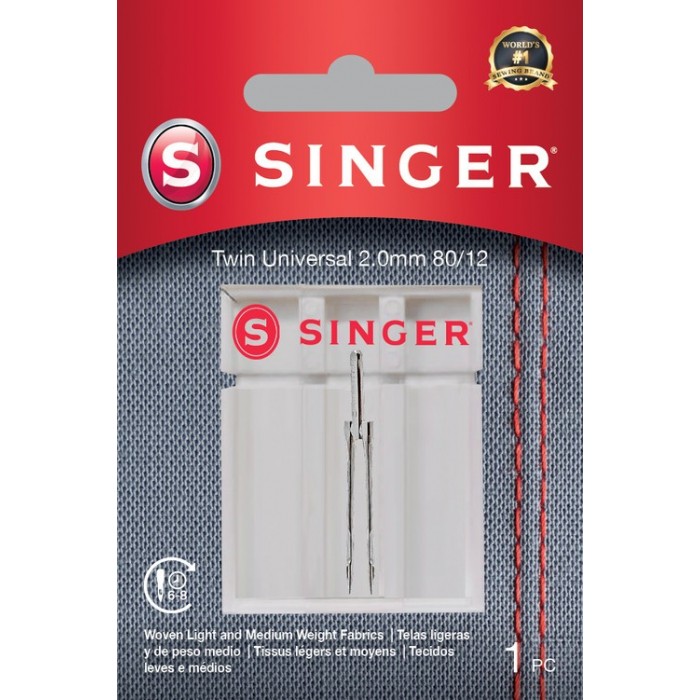 Singer 250056202 Universal Twin Needle Blister 1pc 2.0mm 80/12