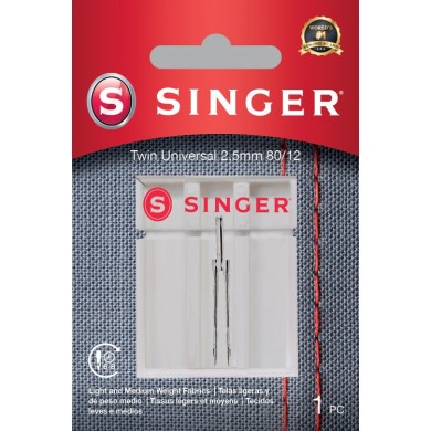 Singer 250056702 Universal Twin Needle Blister 1pc 2.5mm 80/12