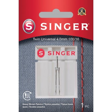Singer 250059302 Universal Twin Needle Blister 1pc 4.0mm 100/16