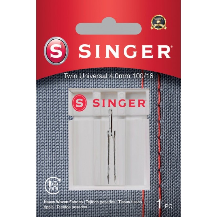 Singer 250059302 Universel Double Aiguille Blister 1pc 4.0mm 100/16