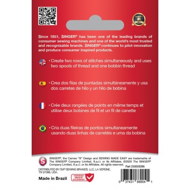 Singer 250059302 Ago gemello universale Blister da 1 pz 4.0 mm 100/16