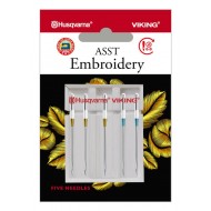 Husqvarna Viking embroidery needles - Blister pack of 5 mixed pcs - 920540096
