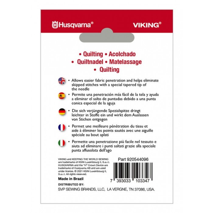 Husqvarna Viking 920544096 Aghi per quilting Blister da 5 pz misti