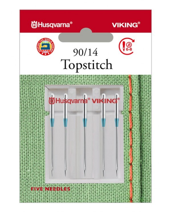 Husqvarna Viking 920539096 Topstitch needles for decorative seams and topstitching Blister of 5 pcs 90/14