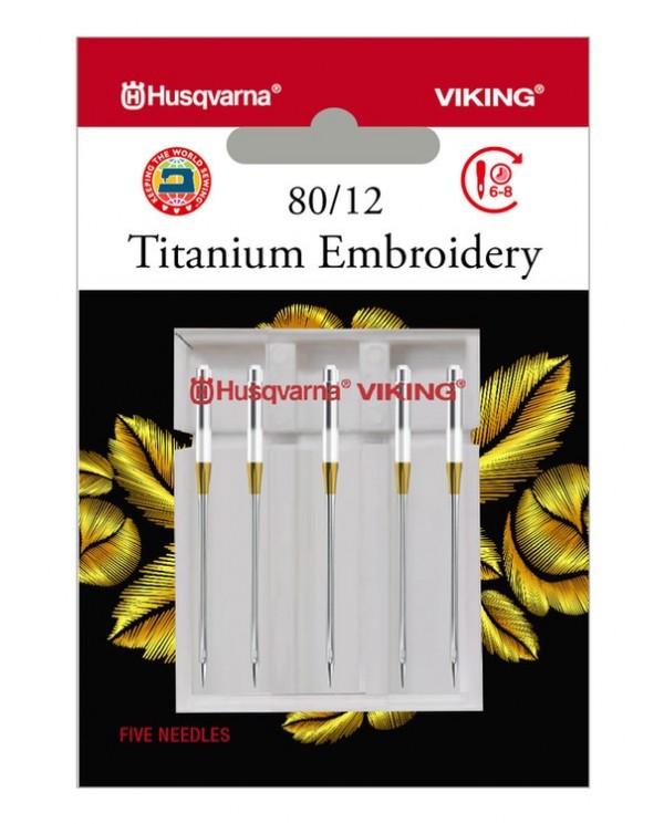 Husqvarna Viking 920541096 Embroidery Needles Quality Titanium Blister of 5 pcs 80/12