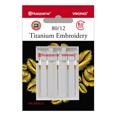 Husqvarna Viking 920541096 Aghi ricamo qualità Titanium Blister da 5 pz 80/12