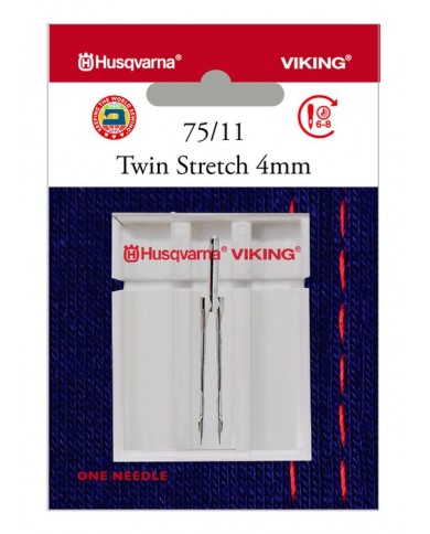 Ago gemello per tessuti elasticizzati Husqvarna Viking - Blister da 1 pz 4 mm 75/11 - 920548096