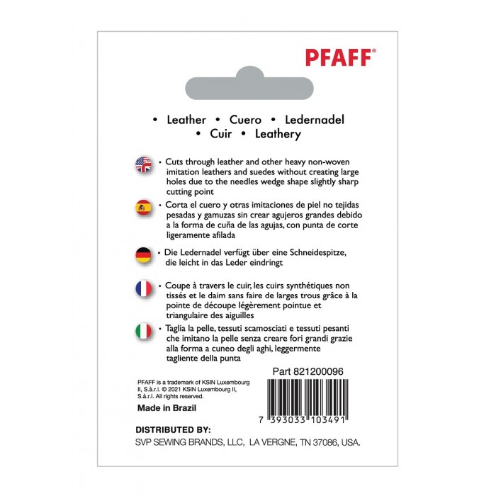 Pfaff 821200096 Leather Needles - Blister of 5 pcs 90/14