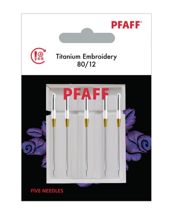 Pfaff 821198096 Embroidery Needles Quality Titanium Blister of 5 pcs 80/12