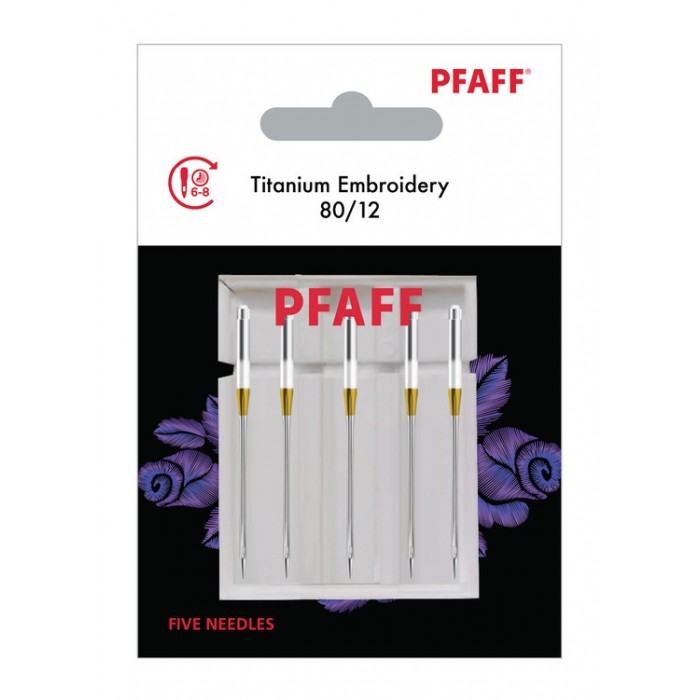 Pfaff 821198096 Embroidery Needles Quality Titanium Blister of 5 pcs 80/12