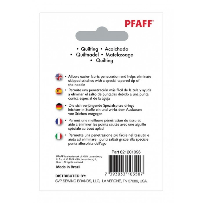 Pfaff 821201096 Quilting Needles Blister of 5 pcs mixed