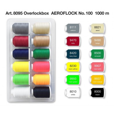 MADEIRA Box 12 coni per tagliacuci Aeroflock n.100 1000 metri Filan...