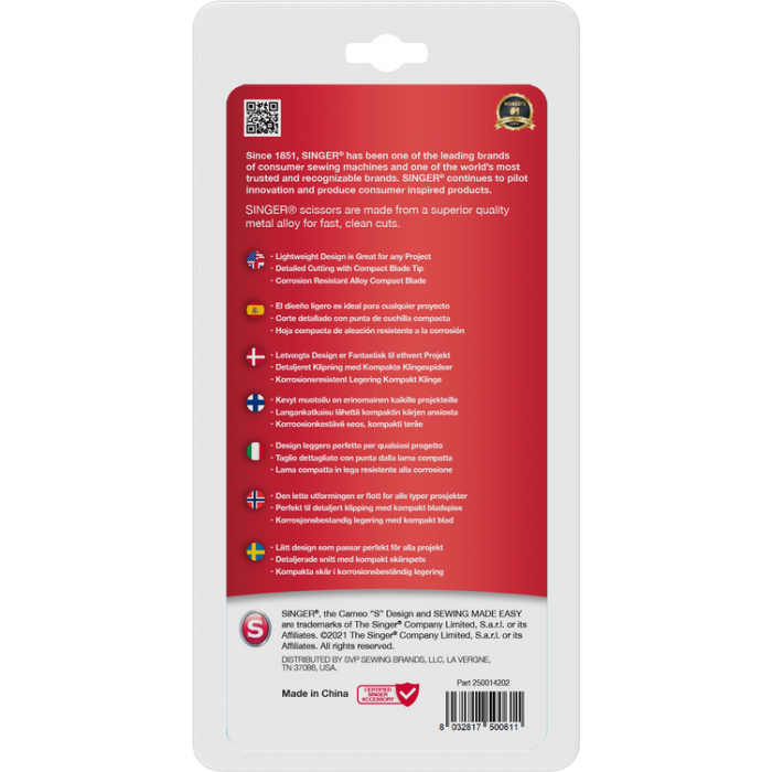 Singer 250014202 Forbici per dettagli di precisione curva da 4” / 1...