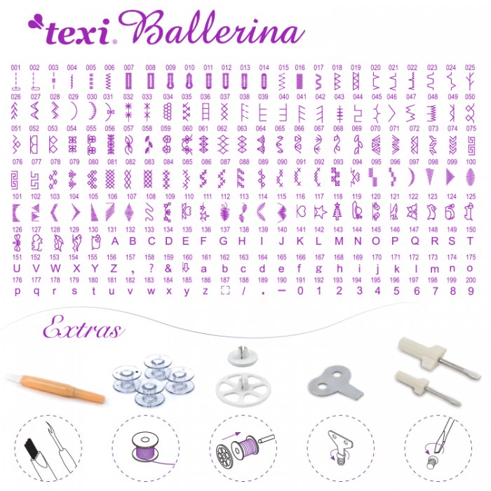 Texi Ballerina Macchina per cucire elettronica con allungabase