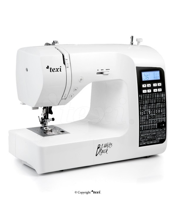Electronic sewing machine Texi BLACK & WHITE with base extension