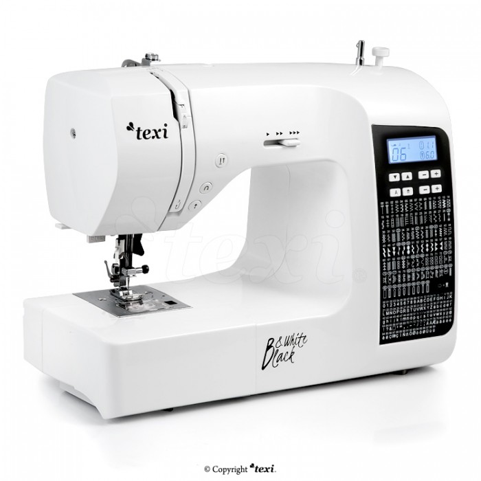 Electronic sewing machine Texi BLACK & WHITE with base extension