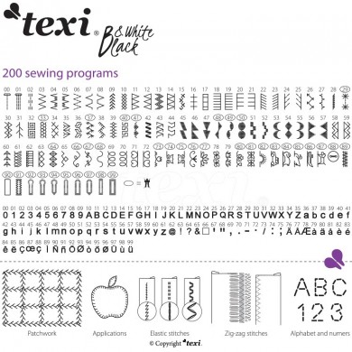 Texi BLACK & WHITE Electronic Sewing Machine with Base Extension