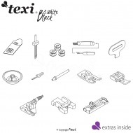 Texi machine à coudre électronique noir et blanc avec extension de base