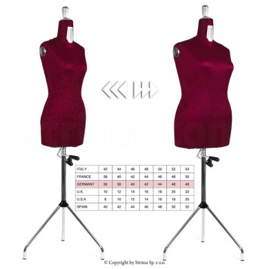 Mannequin de couturière universel. Parfait pour les créateurs et les fabricants de vêtements. Taille ajustable 42 - 54