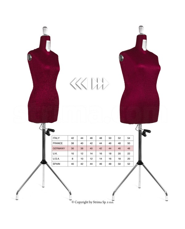 Mannequin de couturière universel. Parfait pour les créateurs et les fabricants de vêtements. Taille ajustable 42 - 54