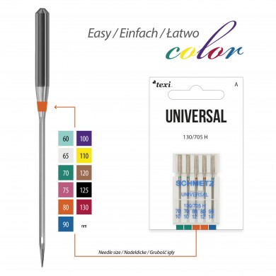 TEXI Needles UNIVERSALI 130/705H 5 pcs mixed fineness 70x2, 80x2, 90x1