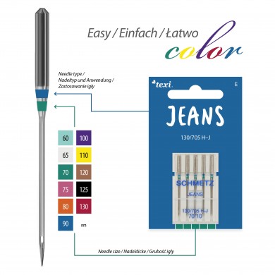 TEXI Needles JEANS 130/705 H-J 5 pcs, fineness 70