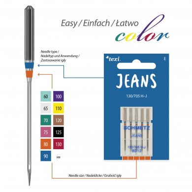 TEXI Needles JEANS 130/705 H-J 5 pcs, fineness 80