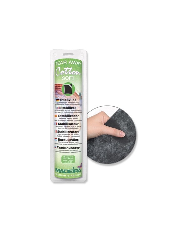 MADEIRA 9437 Stabilisateur Coton Coton doux Crochet et boucle Détachable Noir Broderie 9437