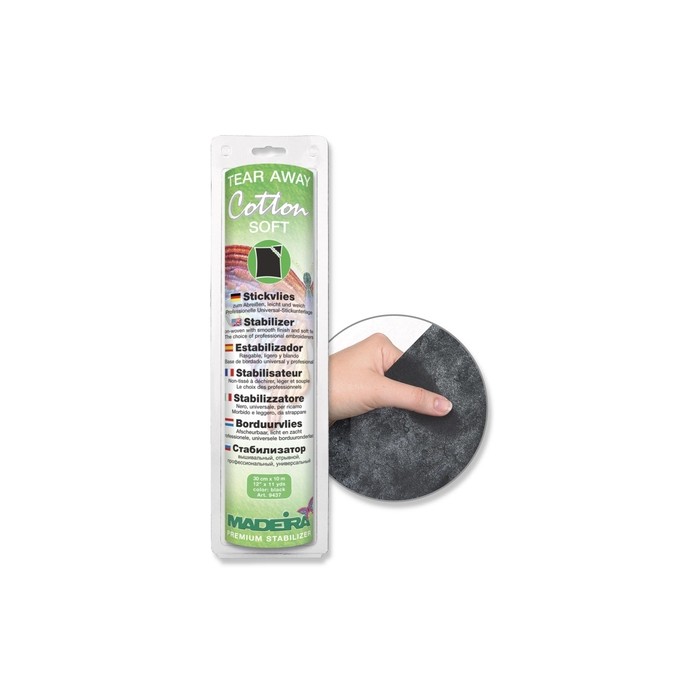 MADEIRA 9437 Stabilizzatore Cotton Soft Cotone a strappo Tear Away Nero ricamo 9437