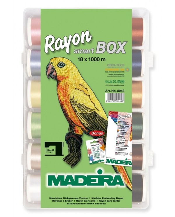 MADEIRA Smart Box avec 18 fils à broder rayonne 1000 Mt. - 8043