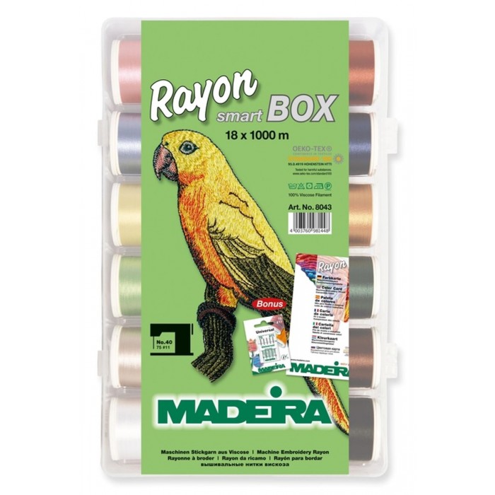 MADEIRA Smart Box avec 18 fils à broder rayonne 1000 Mt. - 8043